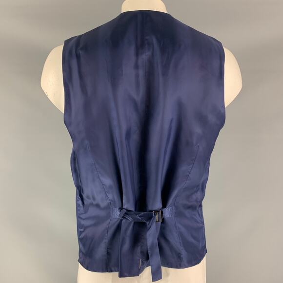 DOLCE & GABBANA Size 46 Blue Solid Wool & Mohair Buttoned Vest - Picture 3 of 5